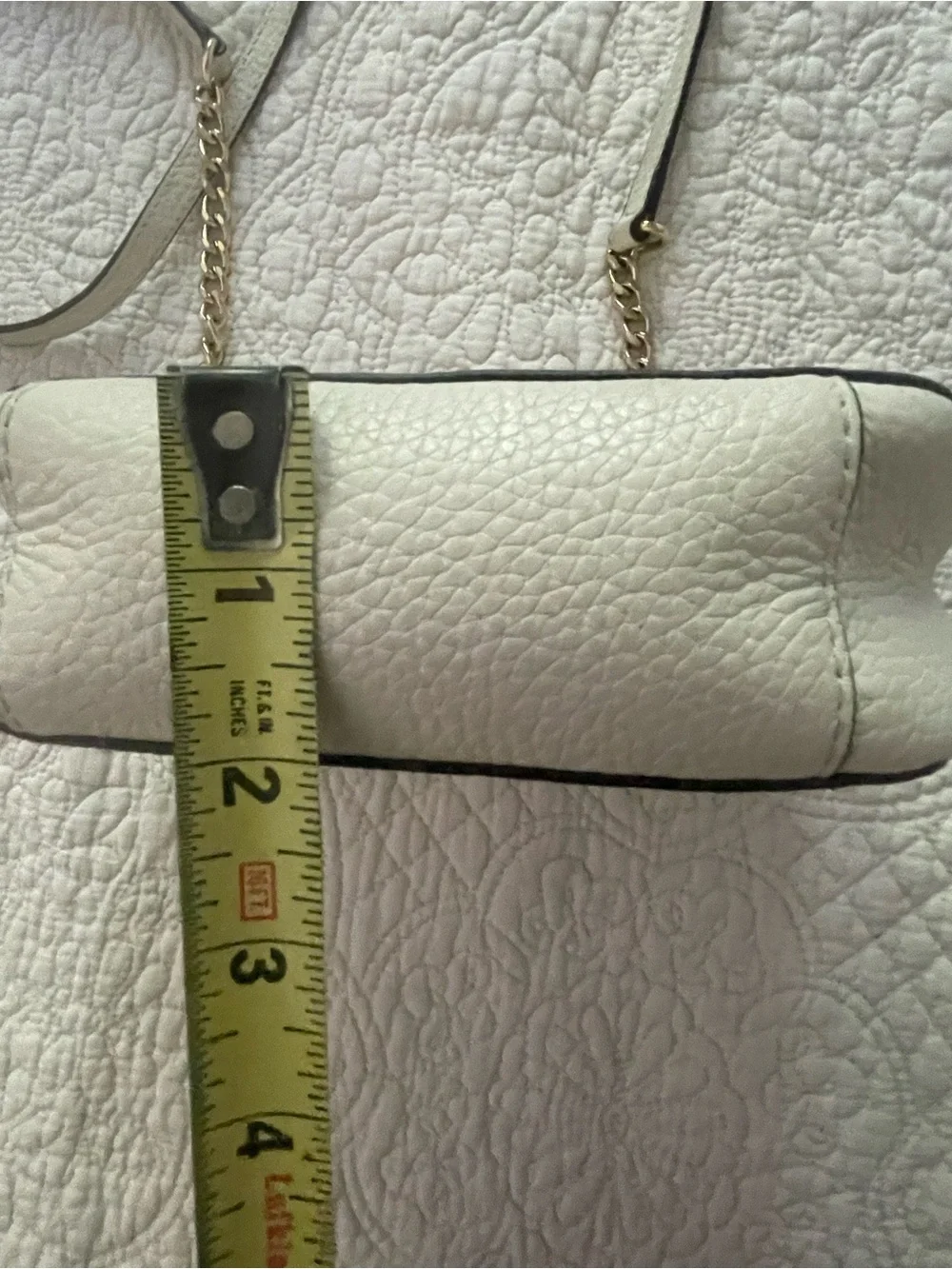 Michael Kors Cream Pebbled Leather MK Logo Crossbody